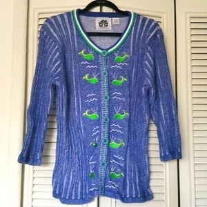 Like new! Storybook knits beaded splashing whales buttoned sweater